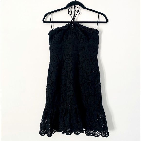 Greylin Dresses & Skirts - Greylin Lace Halter Dress Small Black Corset Knit Mini Cocktail Wedding Boho NWT